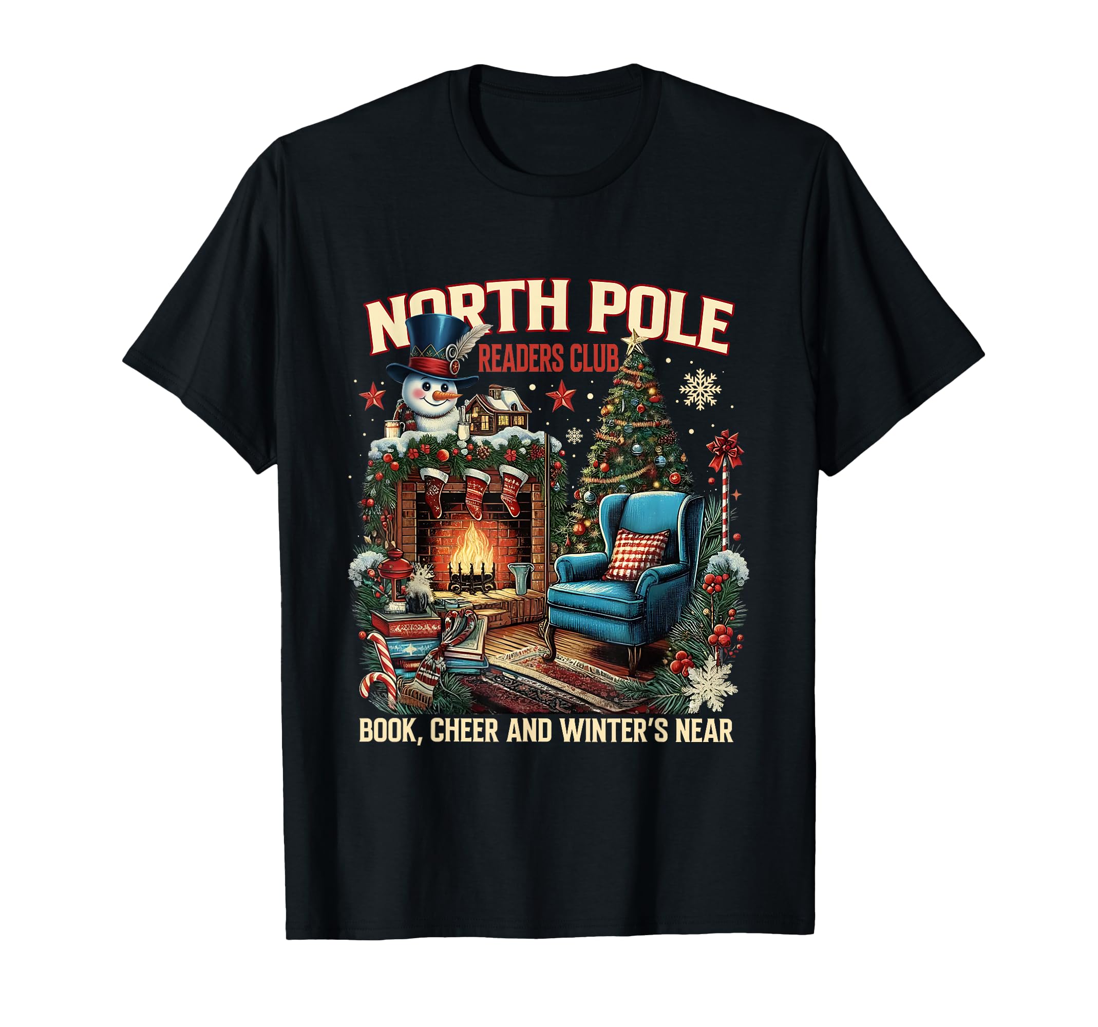 North Pole Readers Club Cozy Book Lover T-Shirt - Graphic Print for Adults - T-Shirt, Sweatshirt, Hoodie