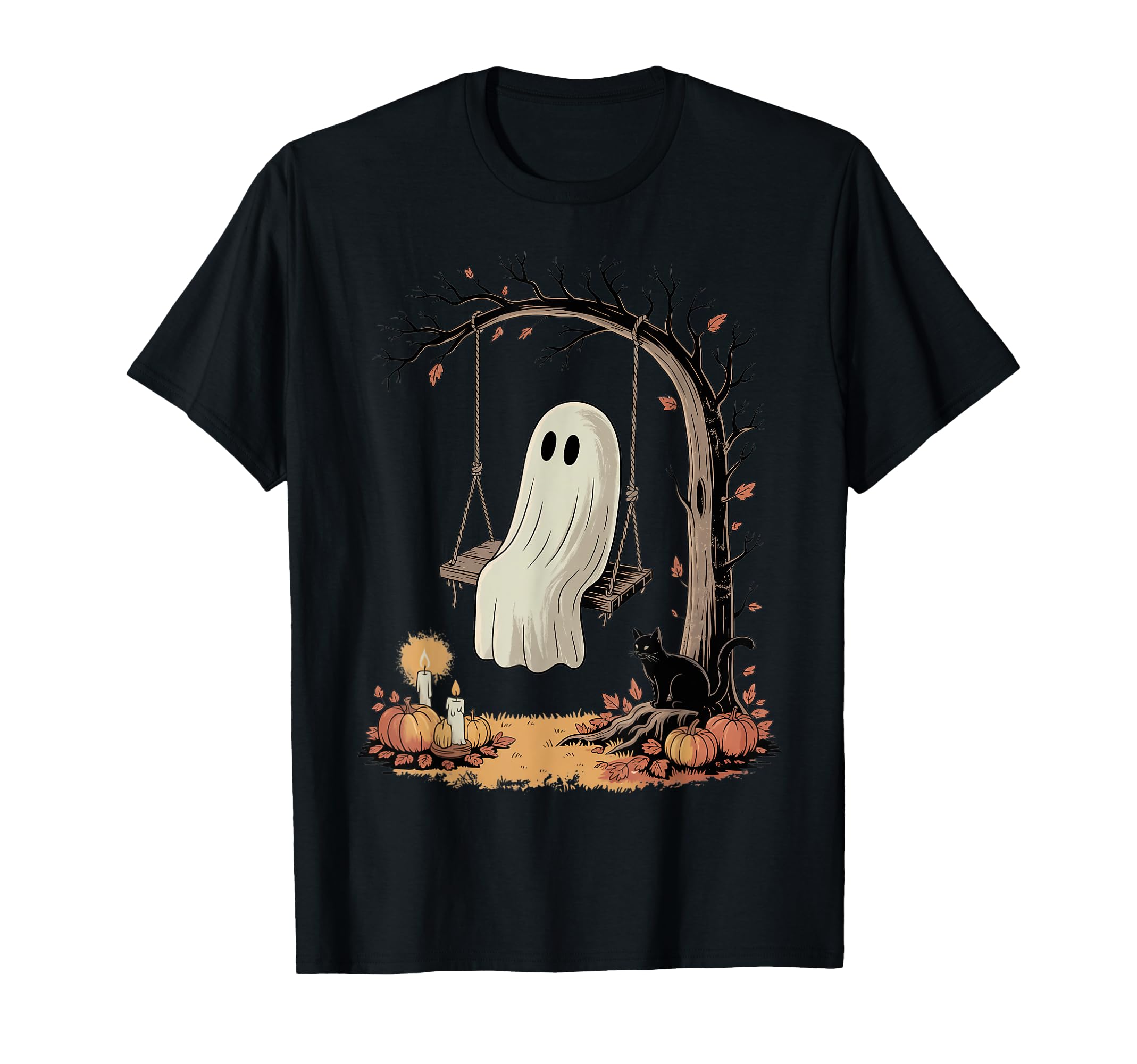 Ghost Reading Books Outside Swinging T-Shirt - Novelty Apparel Unisex - T-Shirt, Sweatshirt, Hoodie