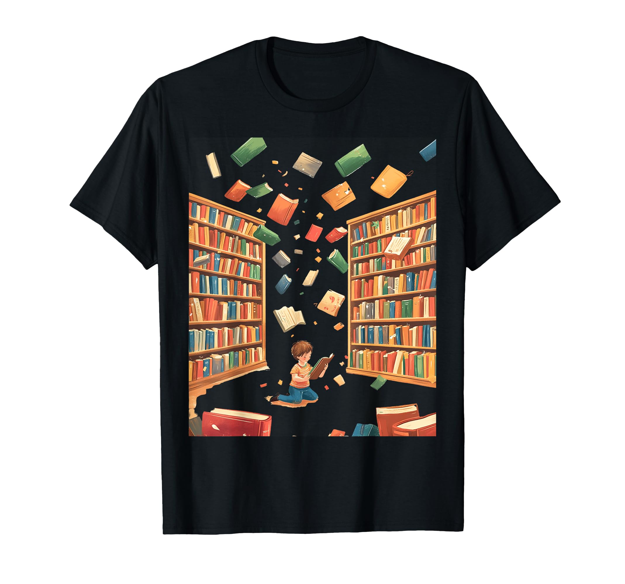 Whimsical Reading Child Surrounded Books T-Shirt - Streetwear Style Unisex - T-Shirt, Sweatshirt, Hoodie