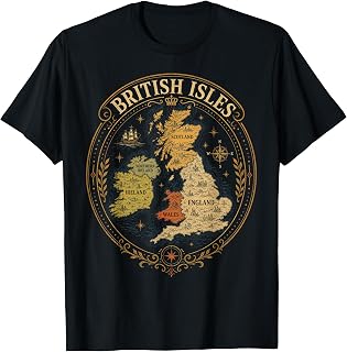 British Isles Sea England Scotland Wales Ireland Vintage Map T-Shirt Unisex T-shirt, Sweatshirt, Hoodie, Long Sleeve Tee - T-Shirt, Sweatshirt, Hoodie