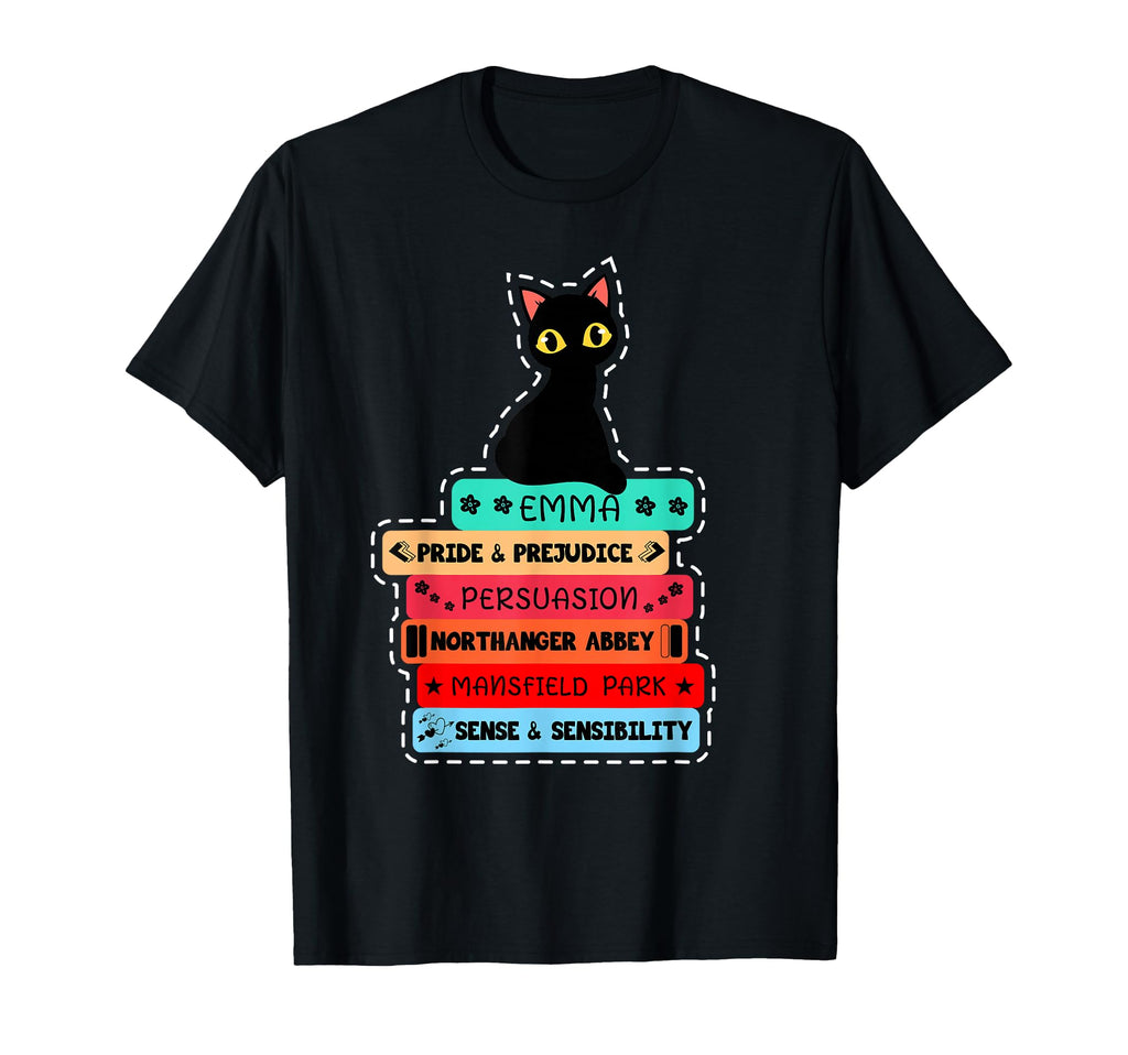 Jane Austen Book Stack Funny Literary T-Shirt - Aesthetic Graphic Unisex - T-Shirt, Sweatshirt, Hoodie