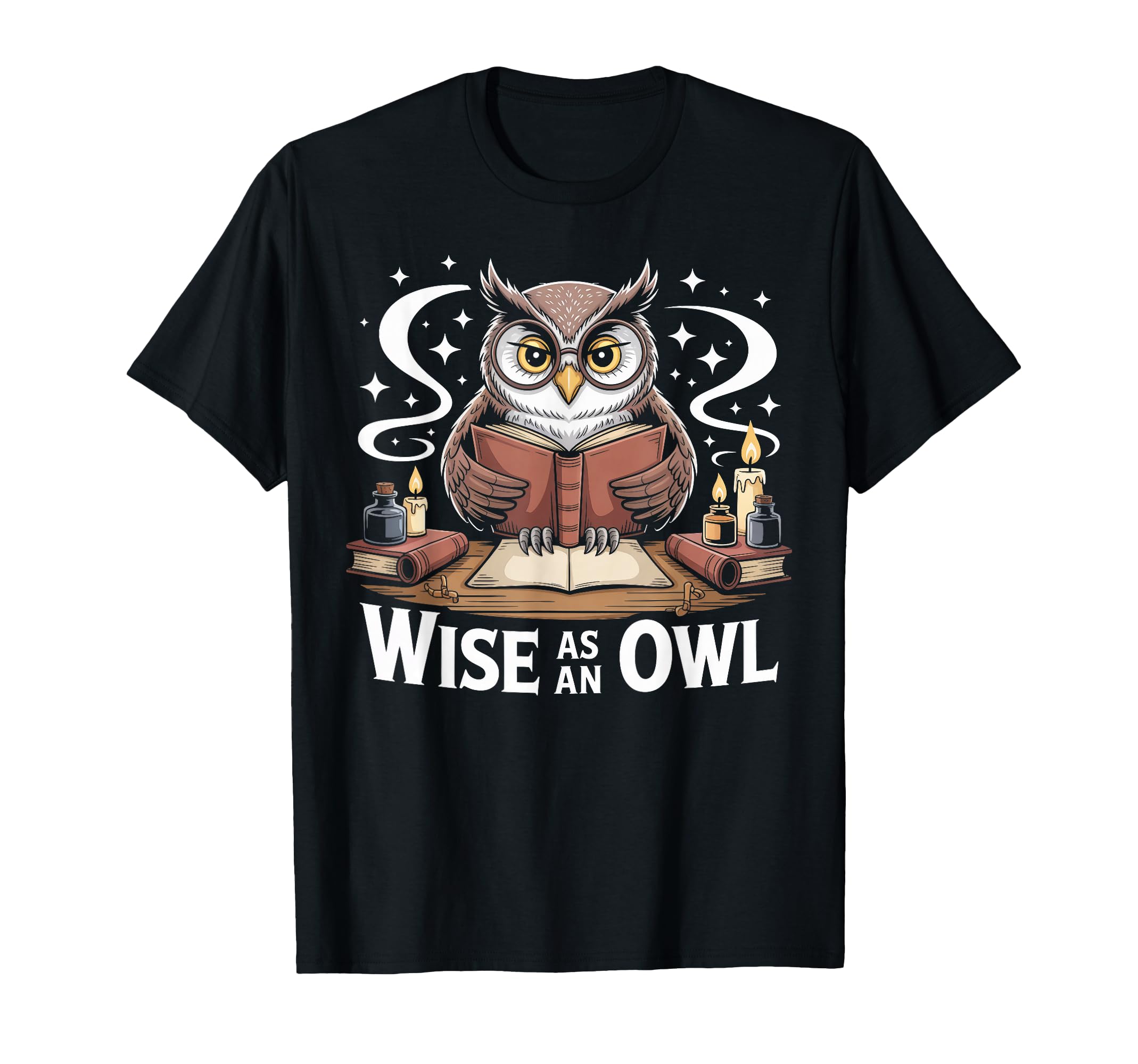 Wise As Owl Scholar Reading Books T-Shirt - Custom Art Print Men Women - T-Shirt, Sweatshirt, Hoodie