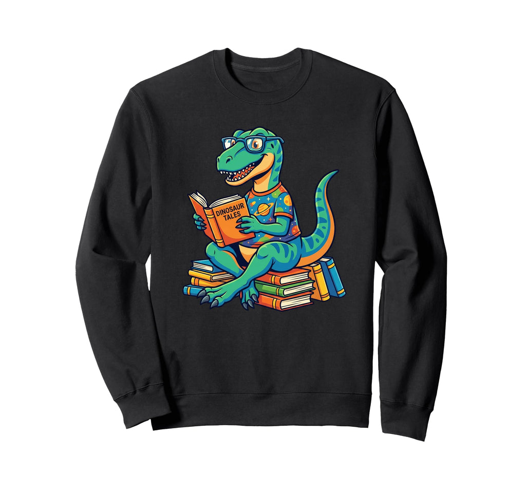 Dinosaur Tales T Rex Reading Sweatshirt - Casual Everyday Wear for Adults - T-Shirt, Sweatshirt, Hoodie