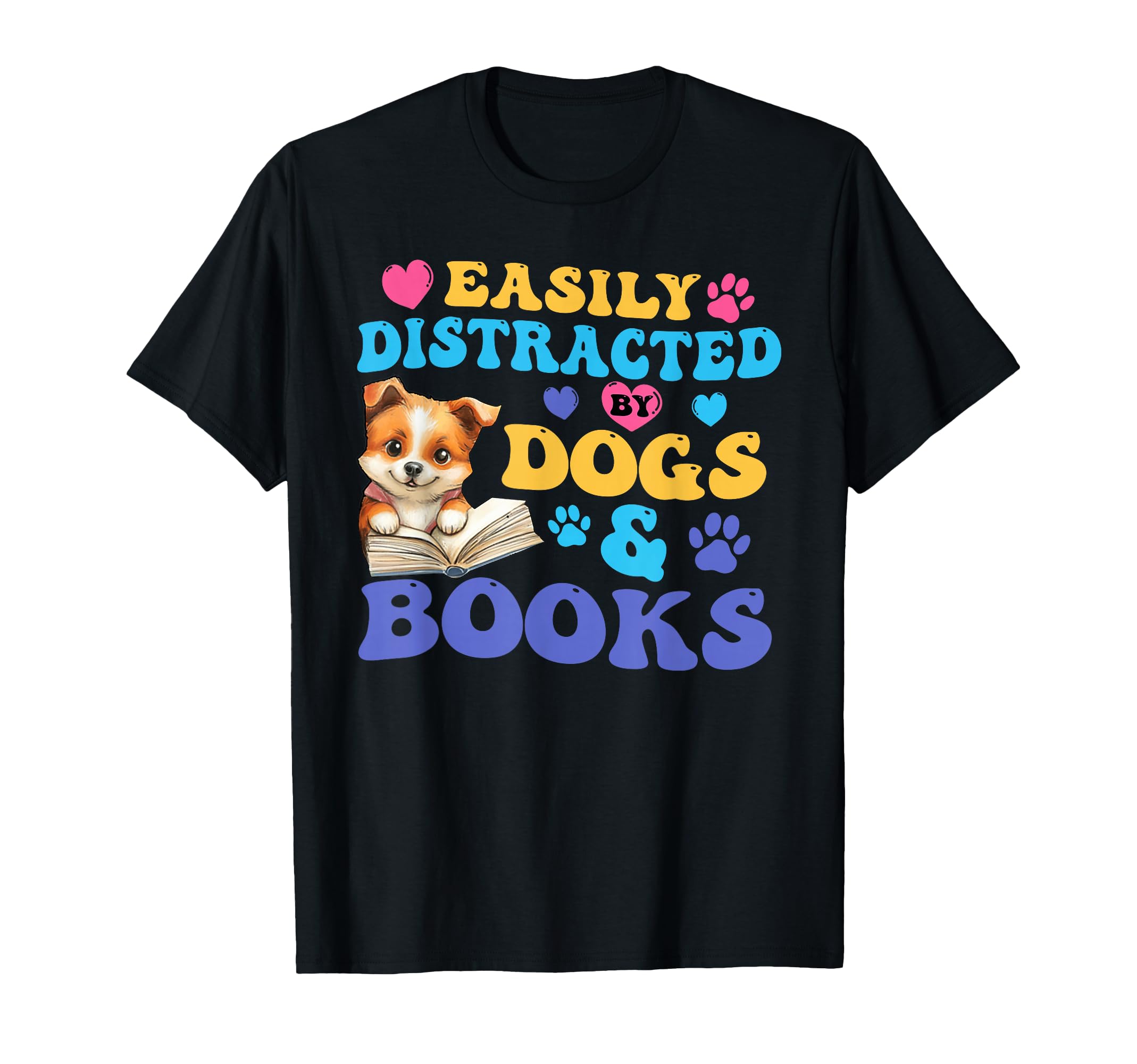 Distracted Dogs Books Reader Book T-Shirt - Minimalist Print Men Women - T-Shirt, Sweatshirt, Hoodie