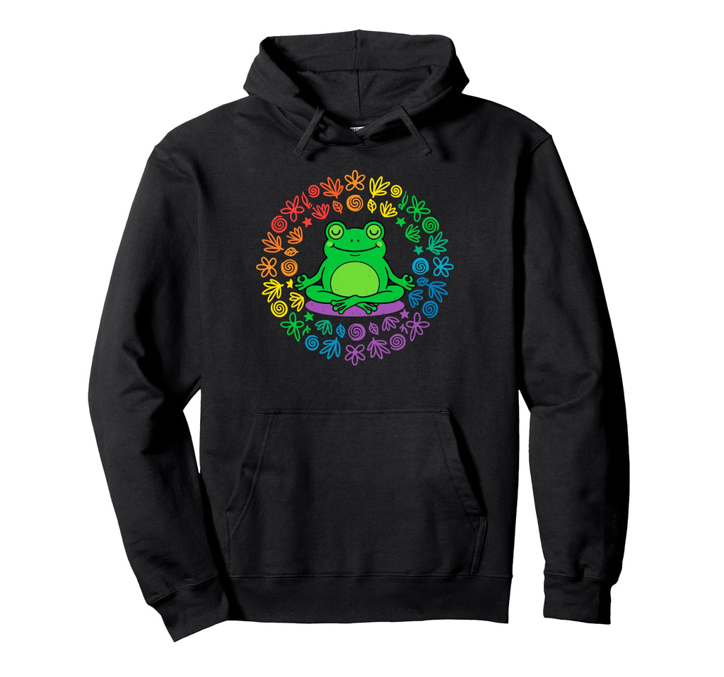 Funny Frog Yoga Lotus Pose Meditation Hoodie - Minimalist Print for Adults - T-Shirt, Sweatshirt, Hoodie