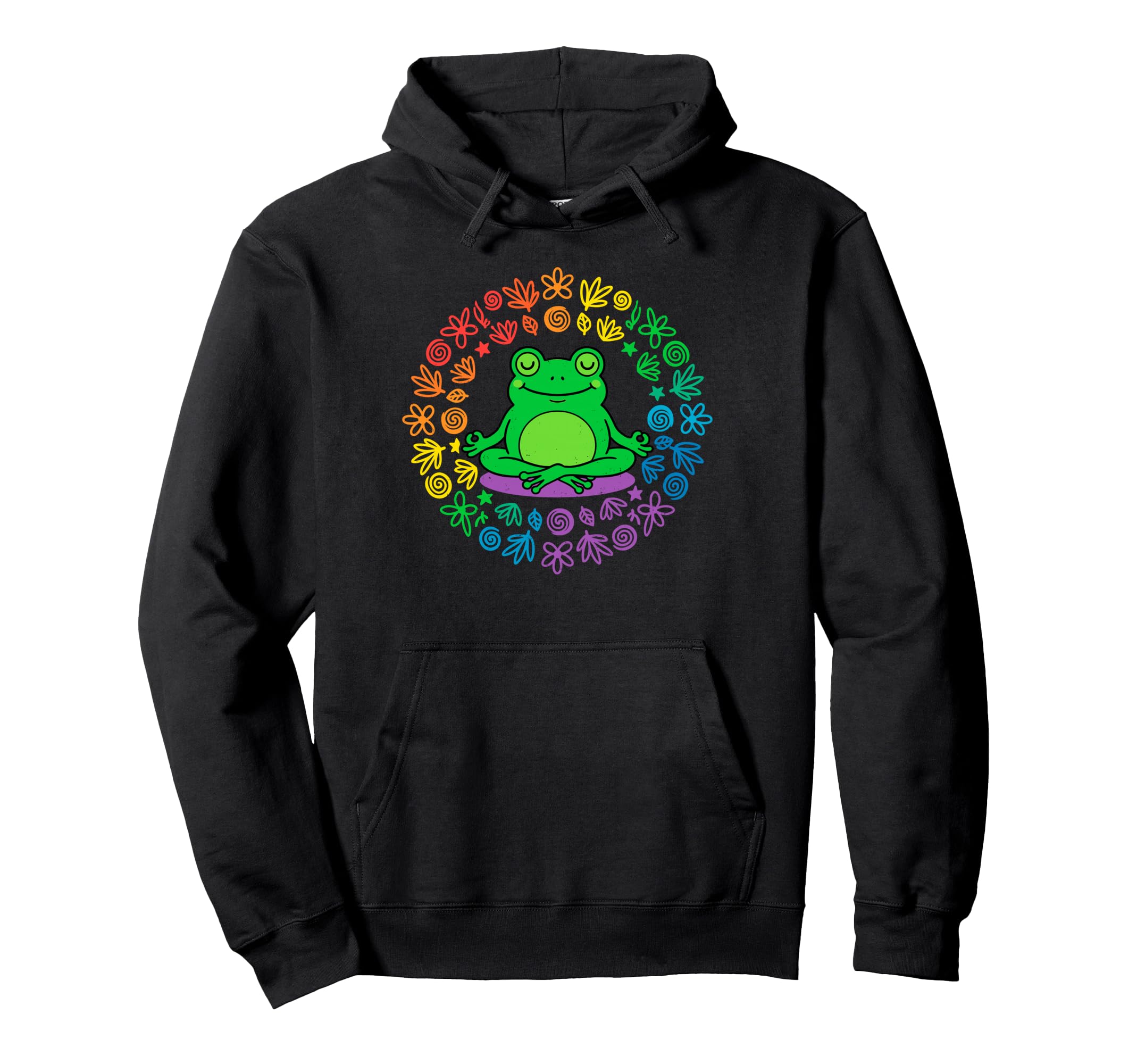 Funny Frog Yoga Lotus Pose Meditation Hoodie - Minimalist Print for Adults - T-Shirt, Sweatshirt, Hoodie