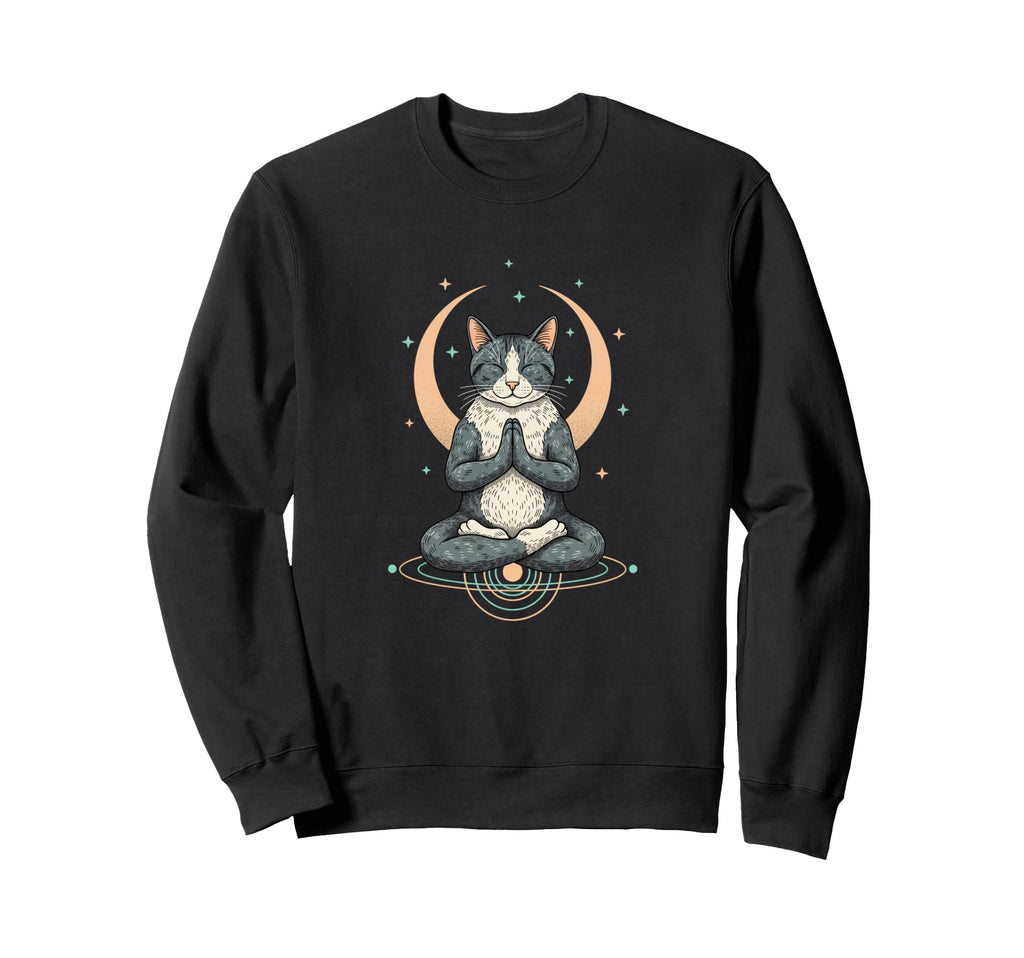 Meditating Cat Zen Pose Sweatshirt - Casual Everyday Wear for Adults - T-Shirt, Sweatshirt, Hoodie