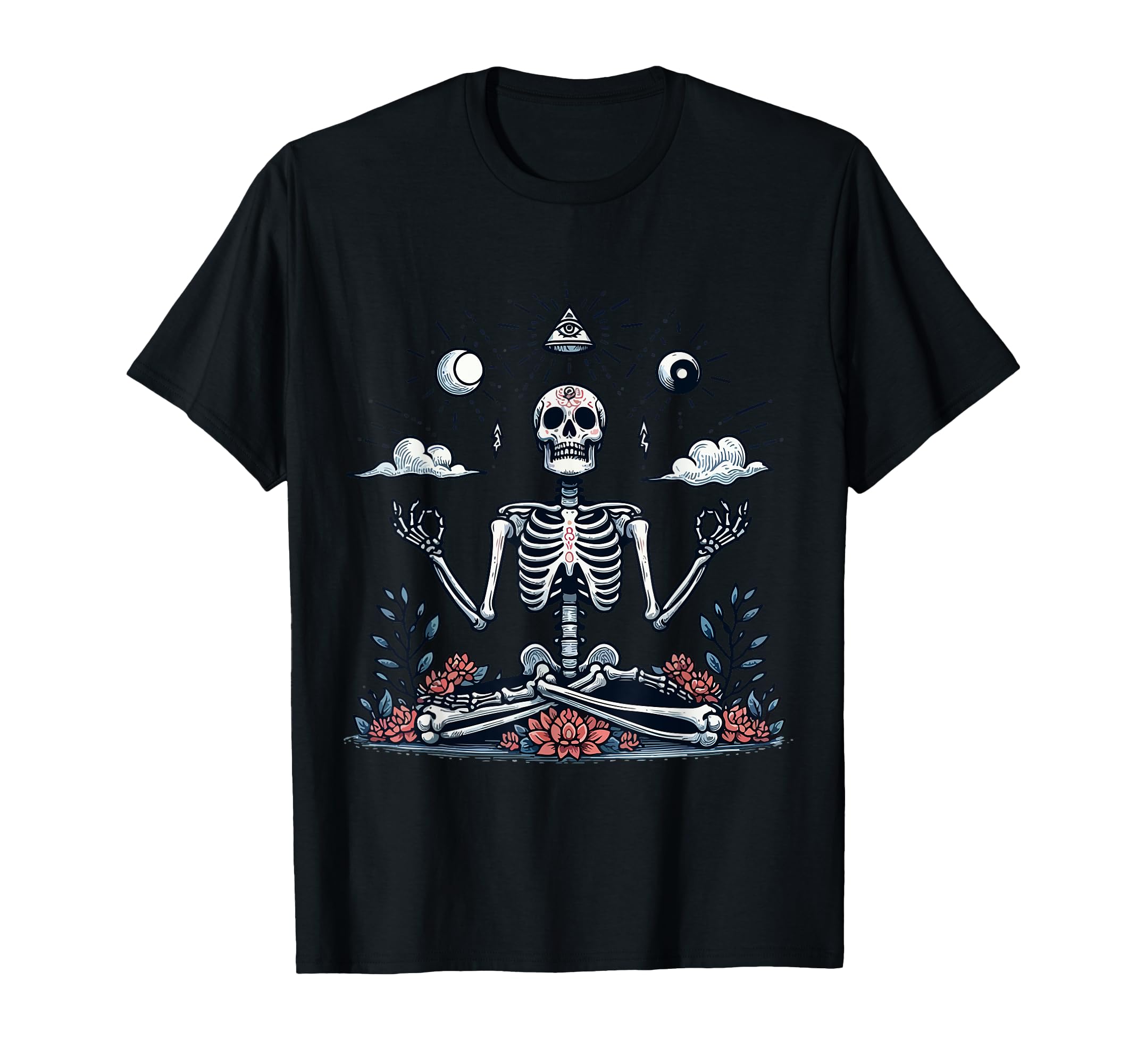 Meditation Skeleton Yoga Pose Relaxing T-Shirt - Trendy Graphic for Adults - T-Shirt, Sweatshirt, Hoodie