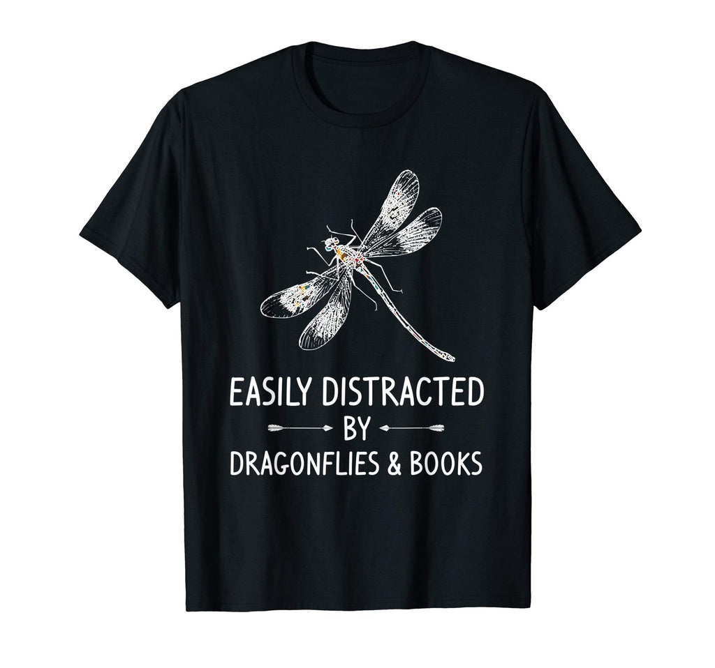 Easily Distracted Dragonflies Books T-Shirt - Novelty Apparel for Adults - T-Shirt, Sweatshirt, Hoodie