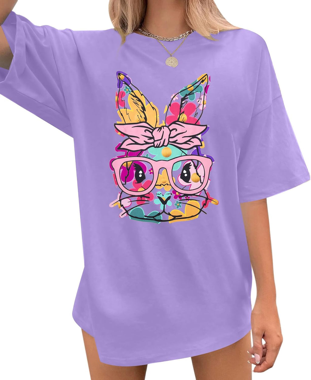 Easter Bunny Shirt Women Oversized: Happy Easter Day Tee Cute Bunny Rabbit Tshirt Floral Flower Casual Short Sleeve Tops - T-Shirt, Sweatshirt, Hoodie