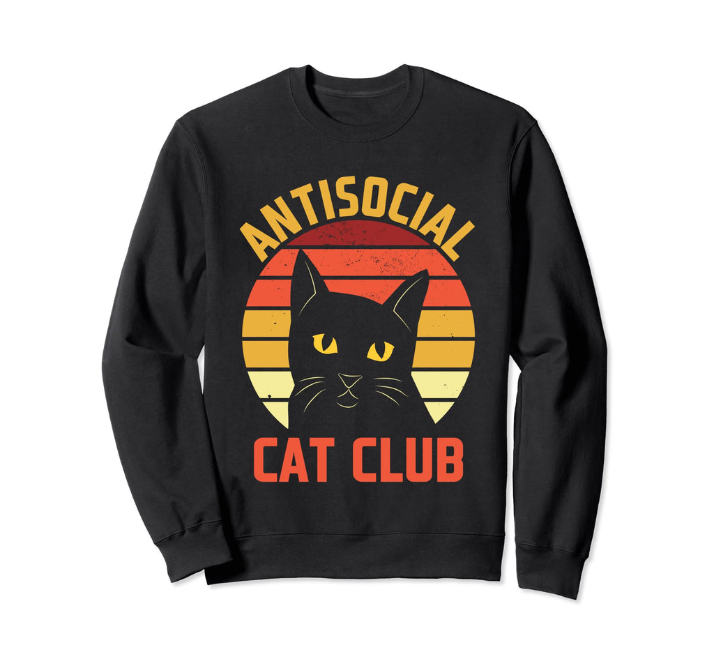 Antisocial Cat Club Introvert Cat Sweatshirt - Unique Graphic for Adults - T-Shirt, Sweatshirt, Hoodie