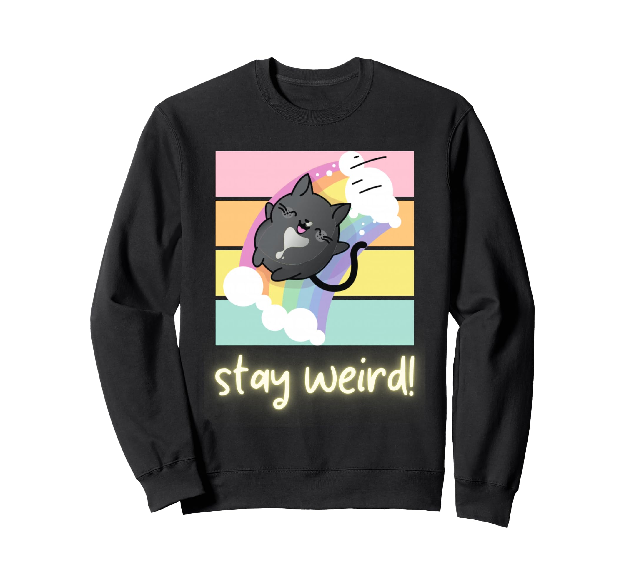 Stay Weird Cat Neurodivergent Pride Sweatshirt - Unique Graphic for Adults - T-Shirt, Sweatshirt, Hoodie