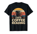 Cats Coffee Reading Funny Book T-Shirt - Fun Novelty Design for Adults - T-Shirt, Sweatshirt, Hoodie