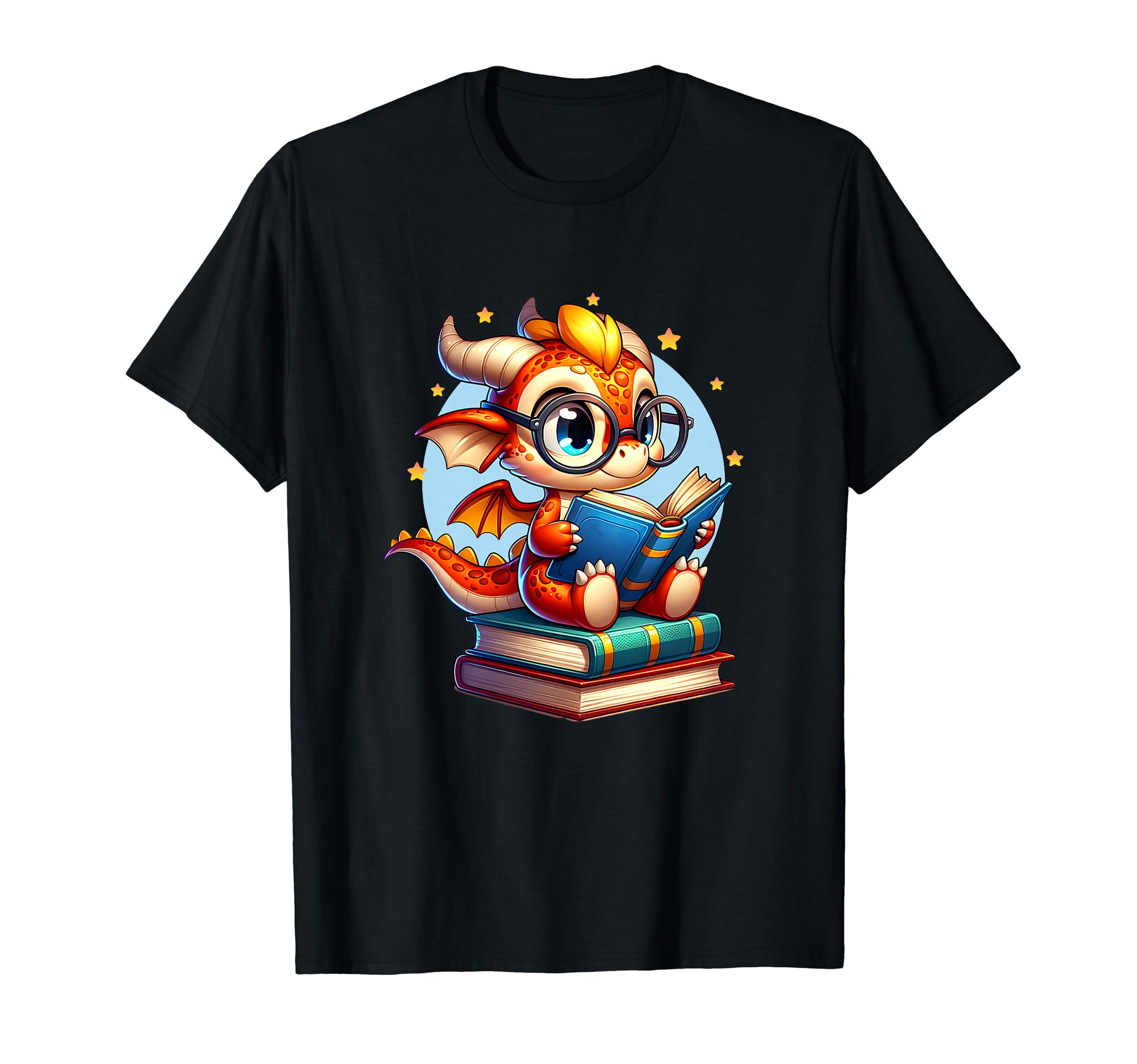 Dragon Glasses Reading Book Bookworm T-Shirt - Custom Art Print Men Women - T-Shirt, Sweatshirt, Hoodie