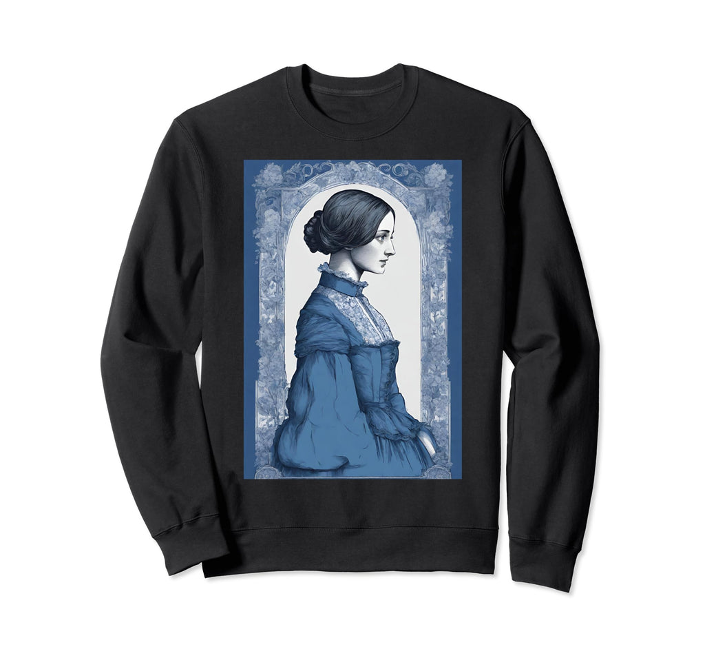 Jane Eyre Portrait Tribute Blue Sweatshirt - Graphic Print for Adults - T-Shirt, Sweatshirt, Hoodie