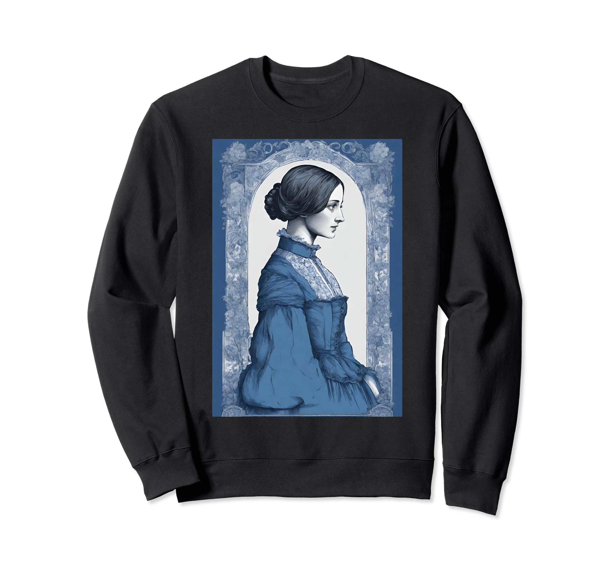 Jane Eyre Portrait Tribute Blue Sweatshirt - Graphic Print for Adults - T-Shirt, Sweatshirt, Hoodie