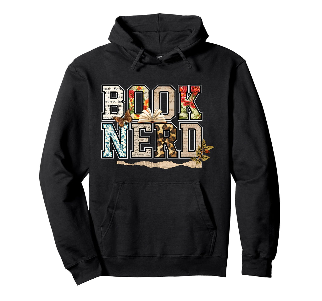 Book Nerd Floral Aesthetic Leopard Hoodie - Fun Novelty Design for Adults - T-Shirt, Sweatshirt, Hoodie