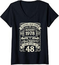 Women's Vintage 48th Birthday Legends Born in August 1978 V-Neck T-Shirt Unisex T-shirt, Sweatshirt, Hoodie, Long Sleeve Tee - T-Shirt, Sweatshirt, Hoodie