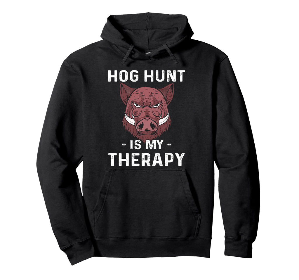 Dog Hunt Is My Therapy Wild Hog Hunting Hoodie - Aesthetic Graphic Unisex - T-Shirt, Sweatshirt, Hoodie