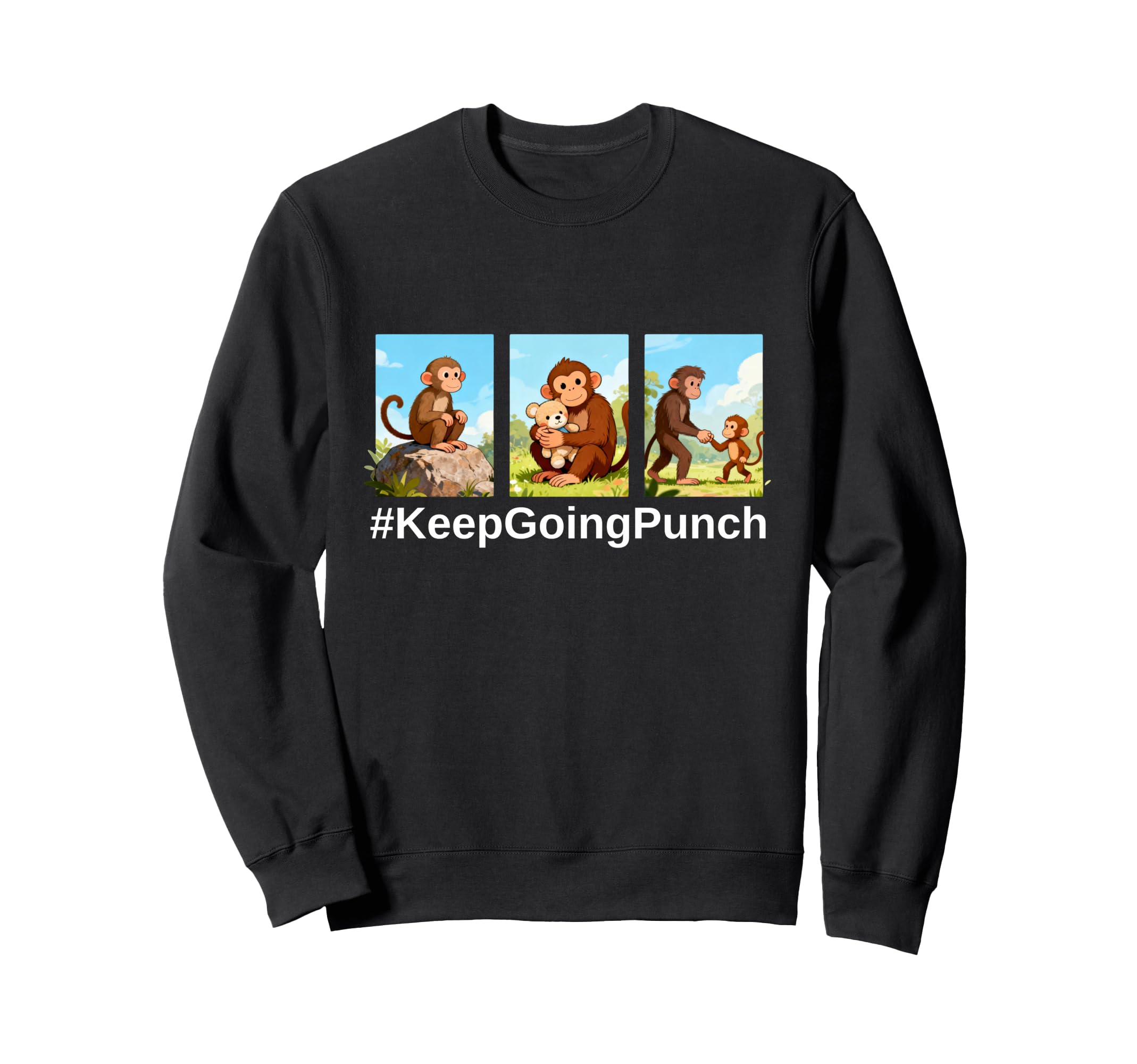 Little Monkey Evolution Keep Going Sweatshirt - Unique Graphic Men Women - T-Shirt, Sweatshirt, Hoodie