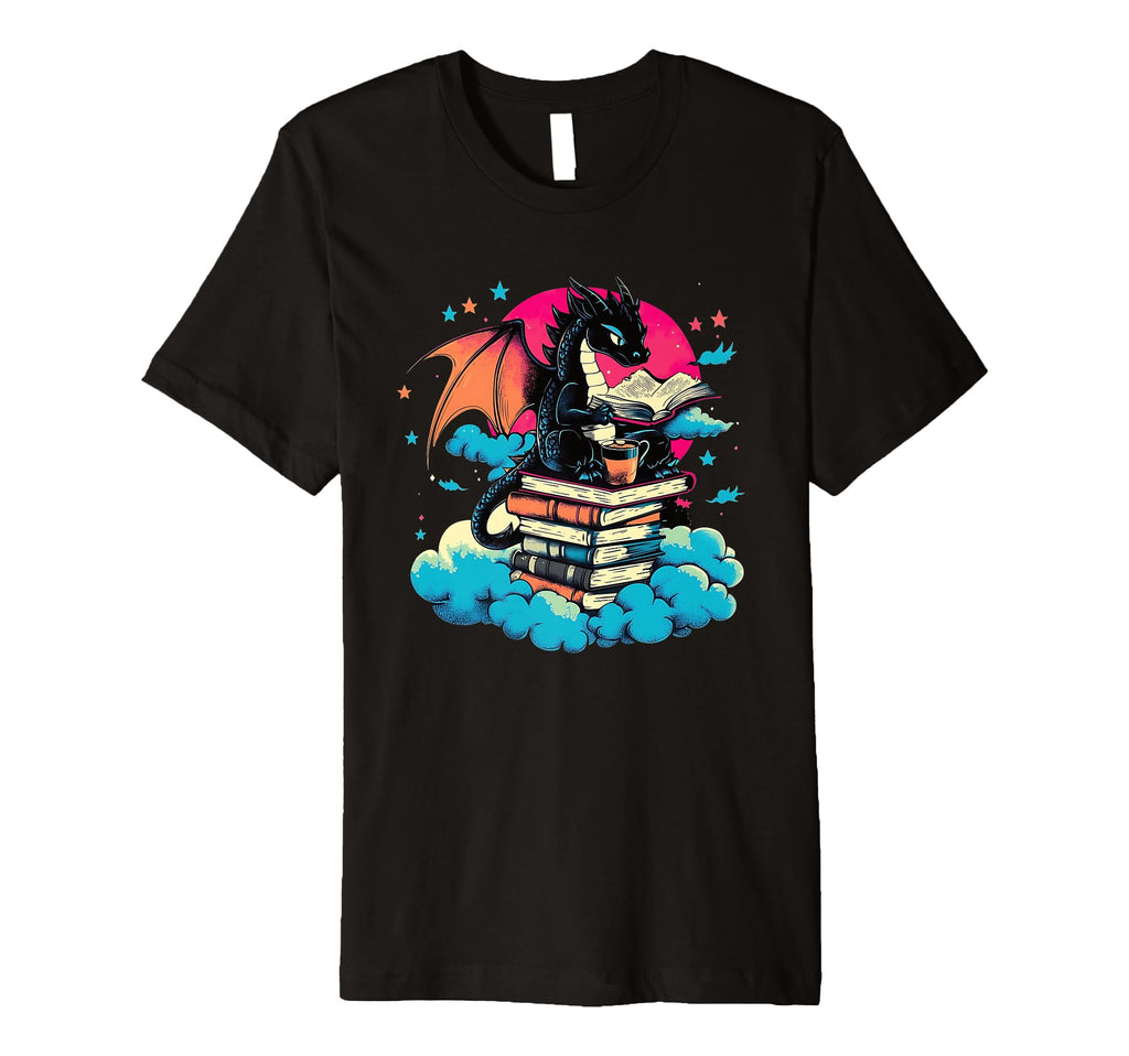 Dragon Reading Book Funny Reading T-Shirt - Trendy Graphic Unisex - T-Shirt, Sweatshirt, Hoodie