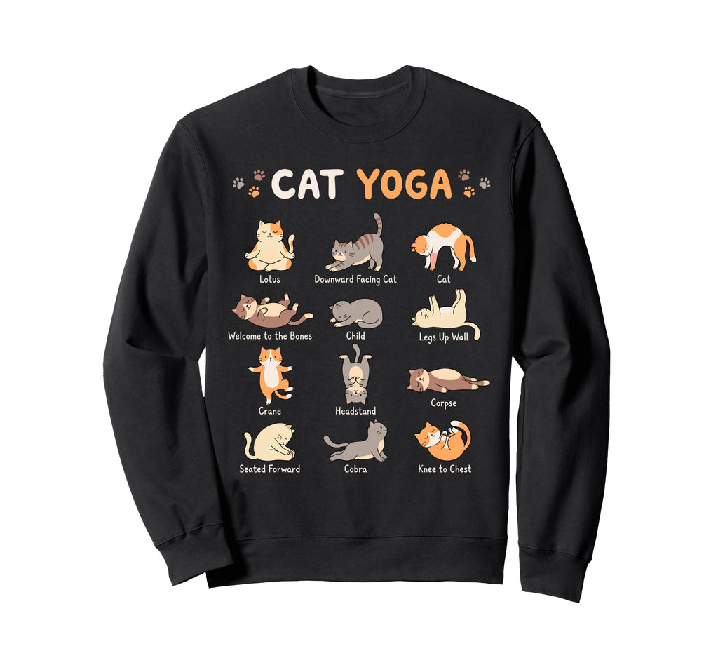 Funny Cat Yoga Poses Cats Sweatshirt - Minimalist Print Men Women - T-Shirt, Sweatshirt, Hoodie