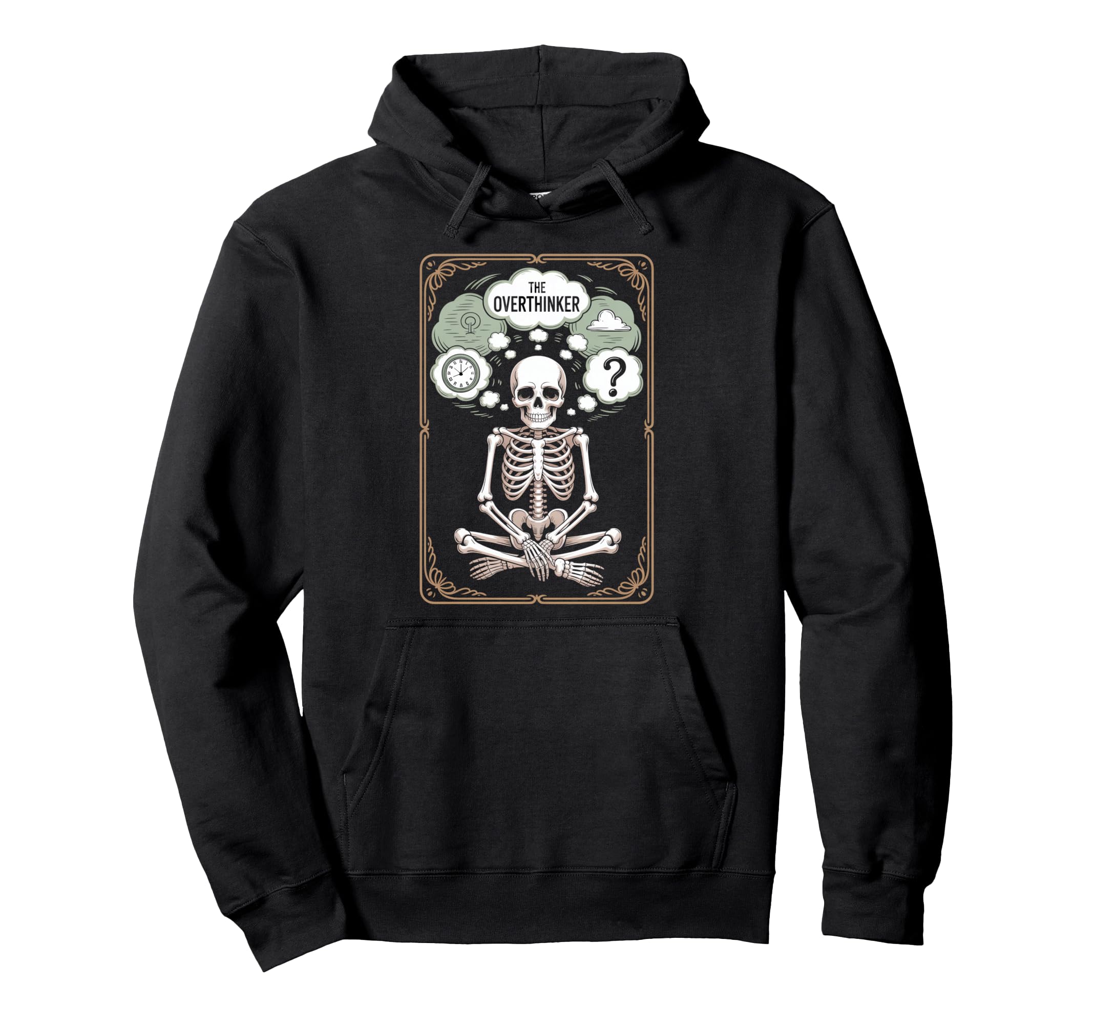 Overthinker Skeleton Tarot Meditation Hoodie - Trendy Graphic for Adults - T-Shirt, Sweatshirt, Hoodie