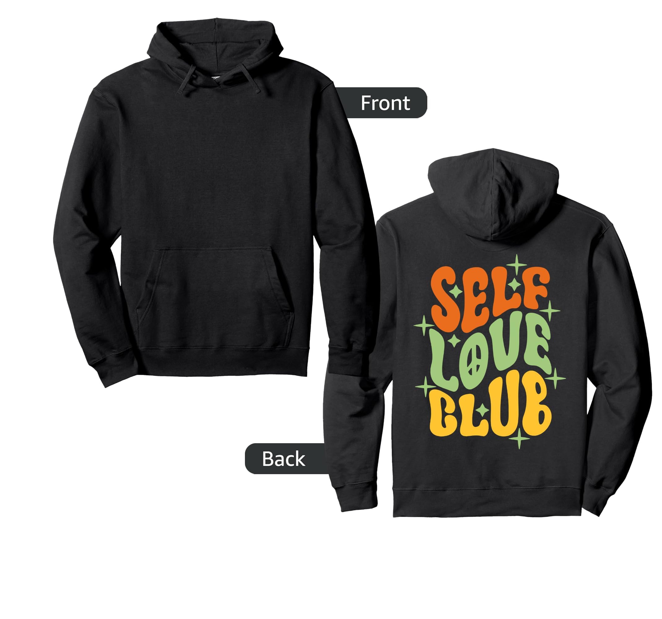 Self Love Club Motivational Mental Health Hoodie - Minimalist Print Unisex - T-Shirt, Sweatshirt, Hoodie