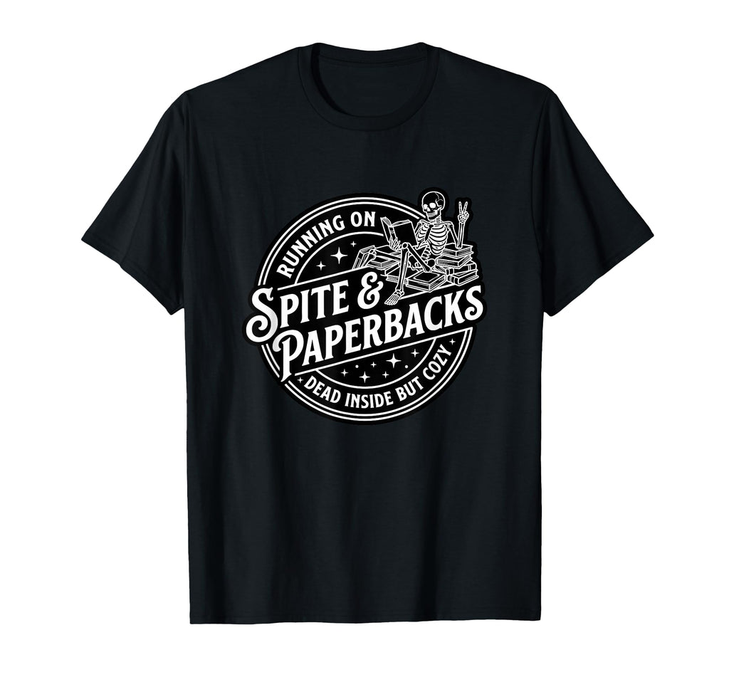 Bookish Spite Paperbacks Skeleton Reader T-Shirt - Minimalist Print Unisex - T-Shirt, Sweatshirt, Hoodie