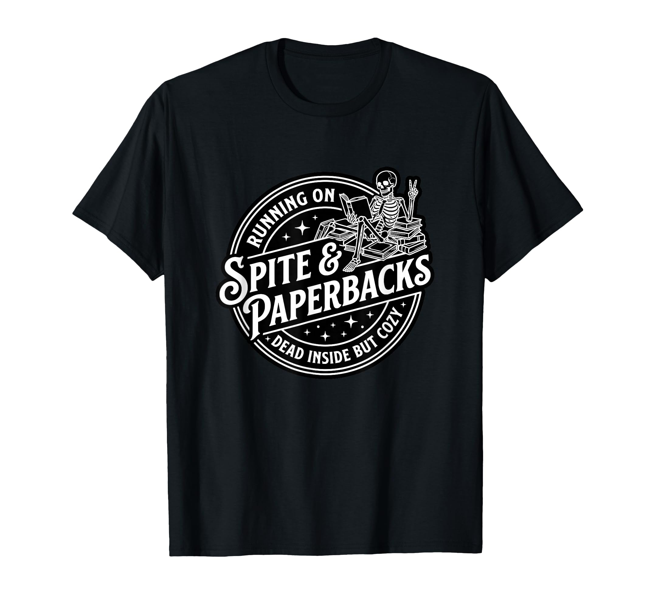 Bookish Spite Paperbacks Skeleton Reader T-Shirt - Minimalist Print Unisex - T-Shirt, Sweatshirt, Hoodie