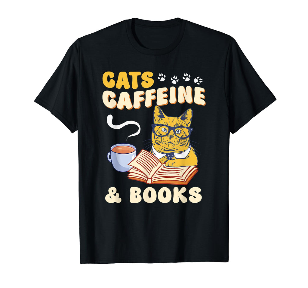 Cats Caffeine Books Books Cat And T-Shirt - Streetwear Style for Adults - T-Shirt, Sweatshirt, Hoodie