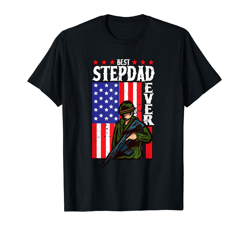 Best Step Dad Ever Us Army Military T-Shirt - Aesthetic Graphic Men Women - T-Shirt, Sweatshirt, Hoodie