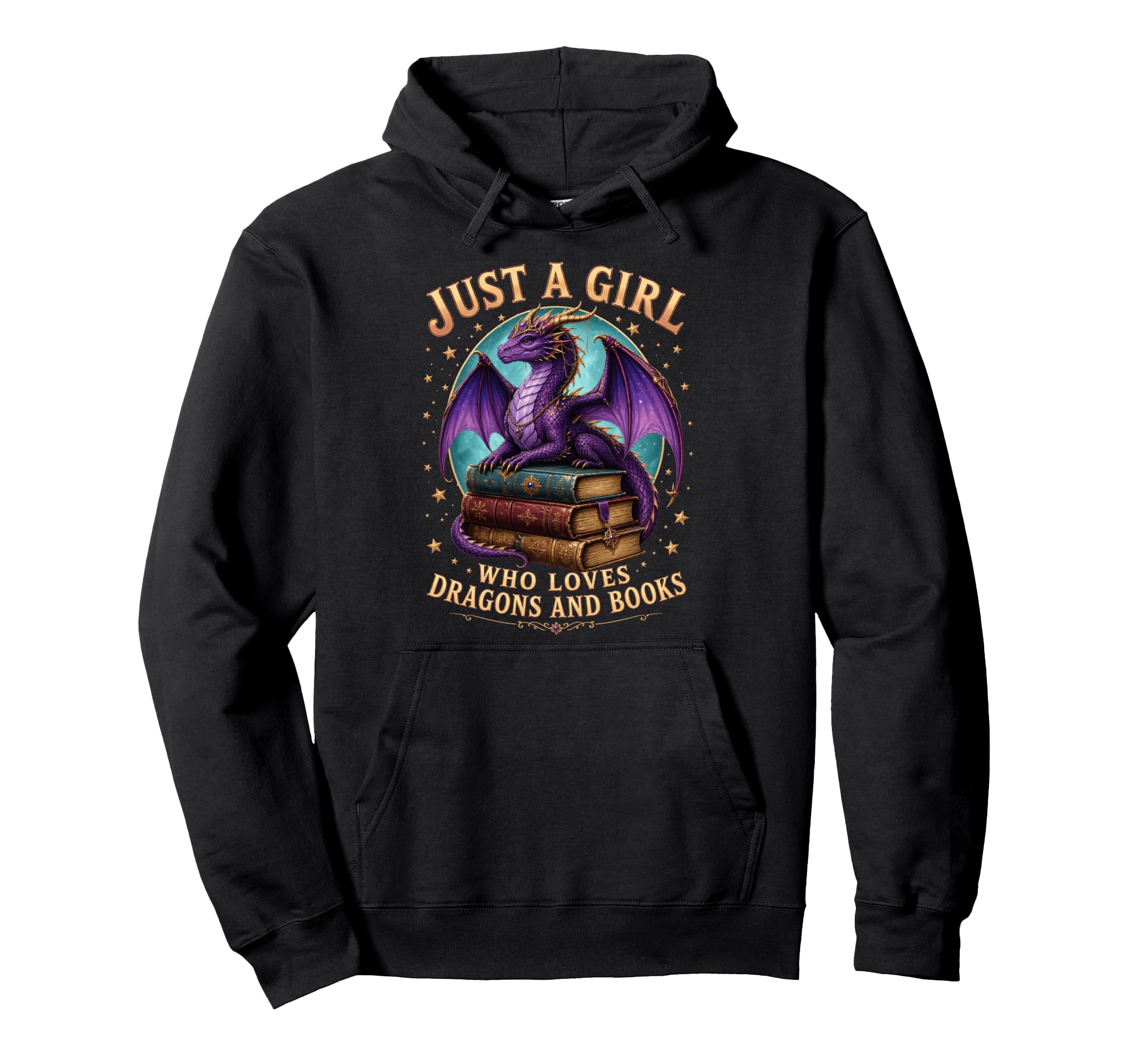 Just Who Loves Dragons And Books Fantasy Hoodie - Novelty Apparel Unisex - T-Shirt, Sweatshirt, Hoodie