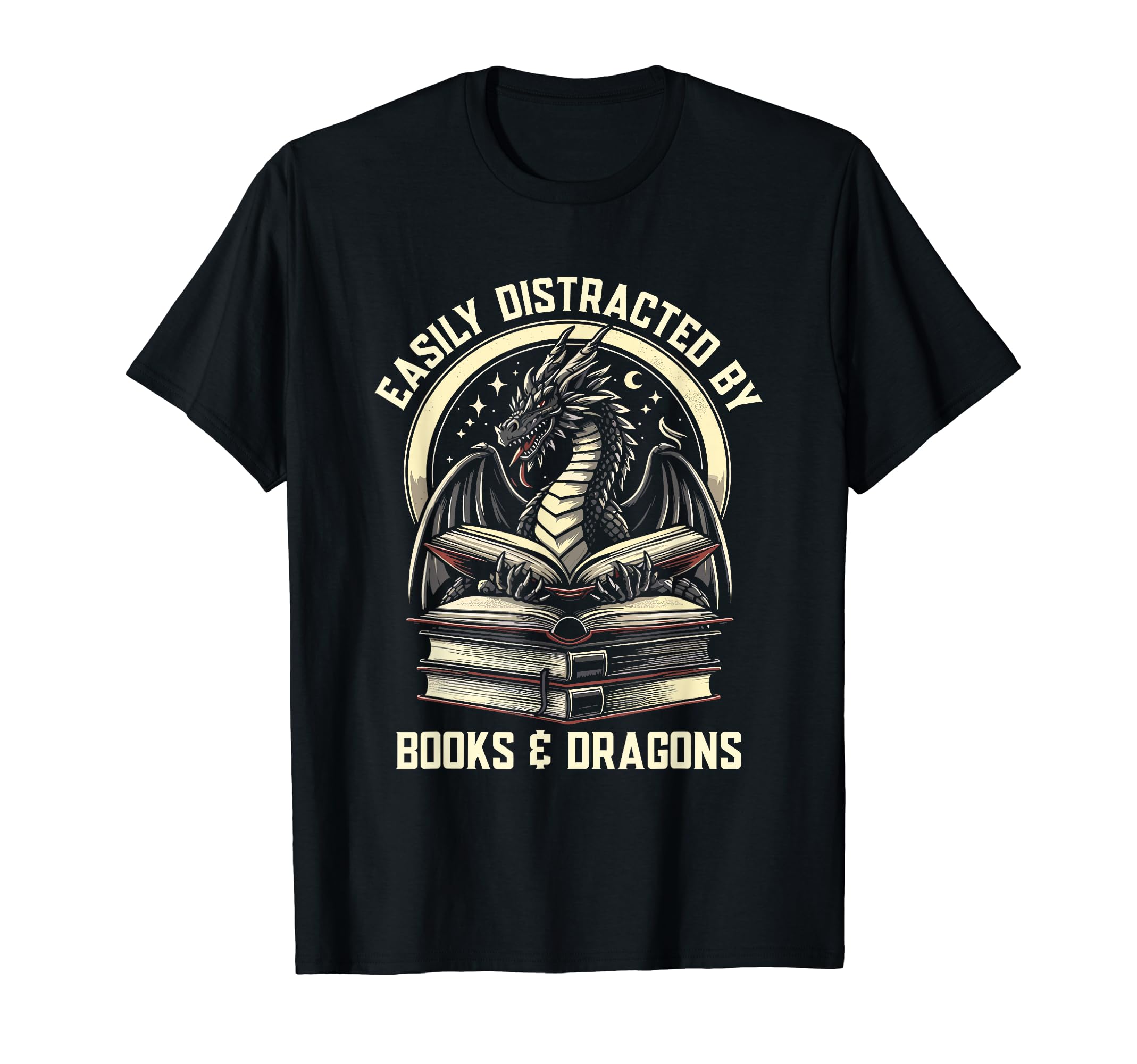 Easily Distracted Dragons Books Funny T-Shirt - Graphic Print for Adults - T-Shirt, Sweatshirt, Hoodie