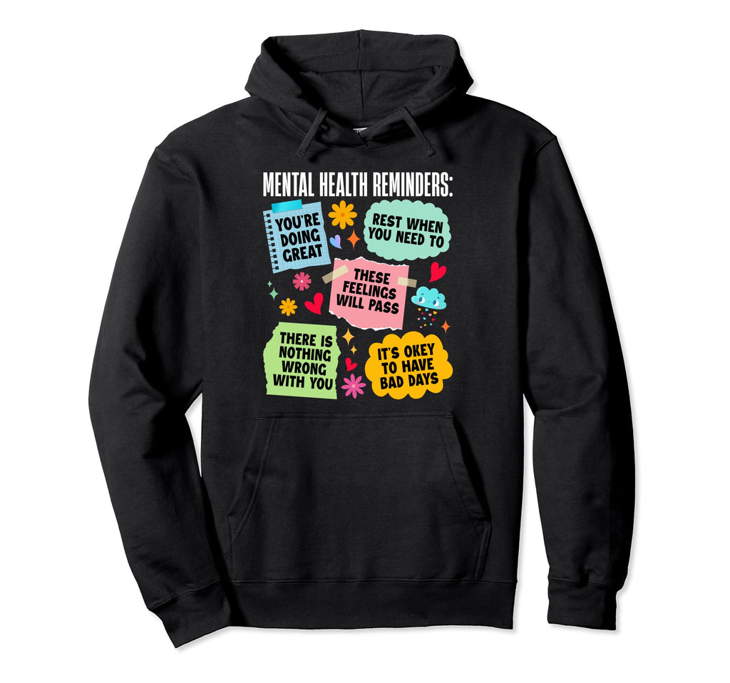 Groovy Mental Health Reminders Hoodie - Aesthetic Graphic for Adults - T-Shirt, Sweatshirt, Hoodie