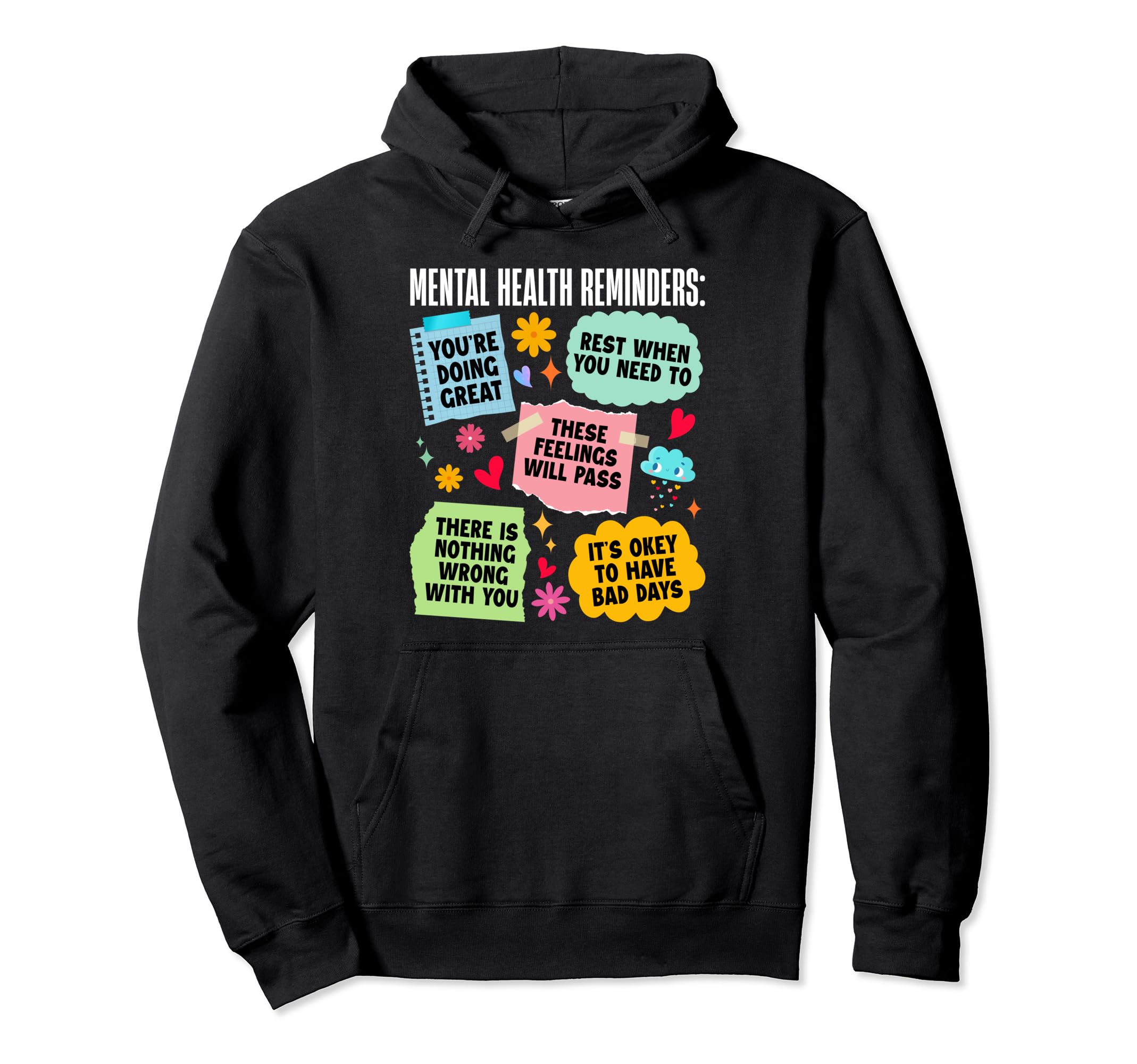 Groovy Mental Health Reminders Hoodie - Aesthetic Graphic for Adults - T-Shirt, Sweatshirt, Hoodie