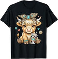 Cute Highland Cow Drink Coffee Leopard Bow Western Cowgirl T-Shirt Unisex T-shirt, Sweatshirt, Hoodie, Long Sleeve Tee - T-Shirt, Sweatshirt, Hoodie