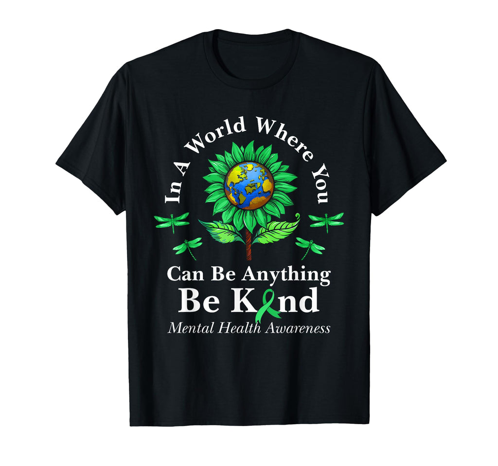 Be Kind Green Ribbon Sunflower Mental T-Shirt - Trendy Graphic Men Women - T-Shirt, Sweatshirt, Hoodie