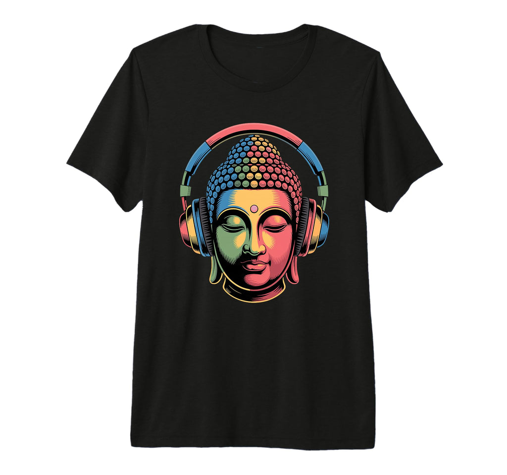 Buddha Headphones Mindfulness Music T-Shirt - Custom Art Print Men Women - T-Shirt, Sweatshirt, Hoodie