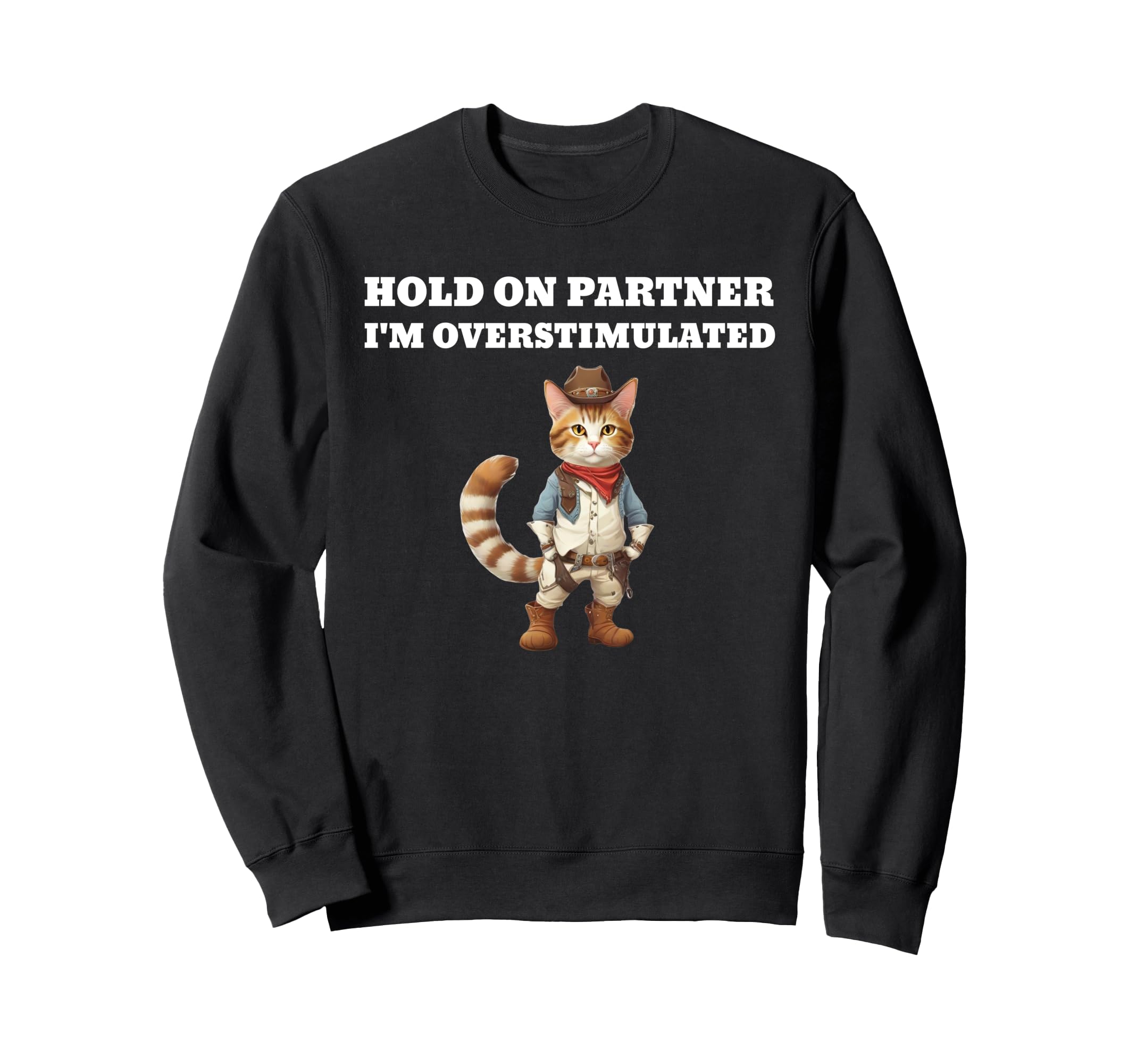 Hold Partner Im Overstimulated Sweatshirt - Casual Everyday Wear Men Women - T-Shirt, Sweatshirt, Hoodie
