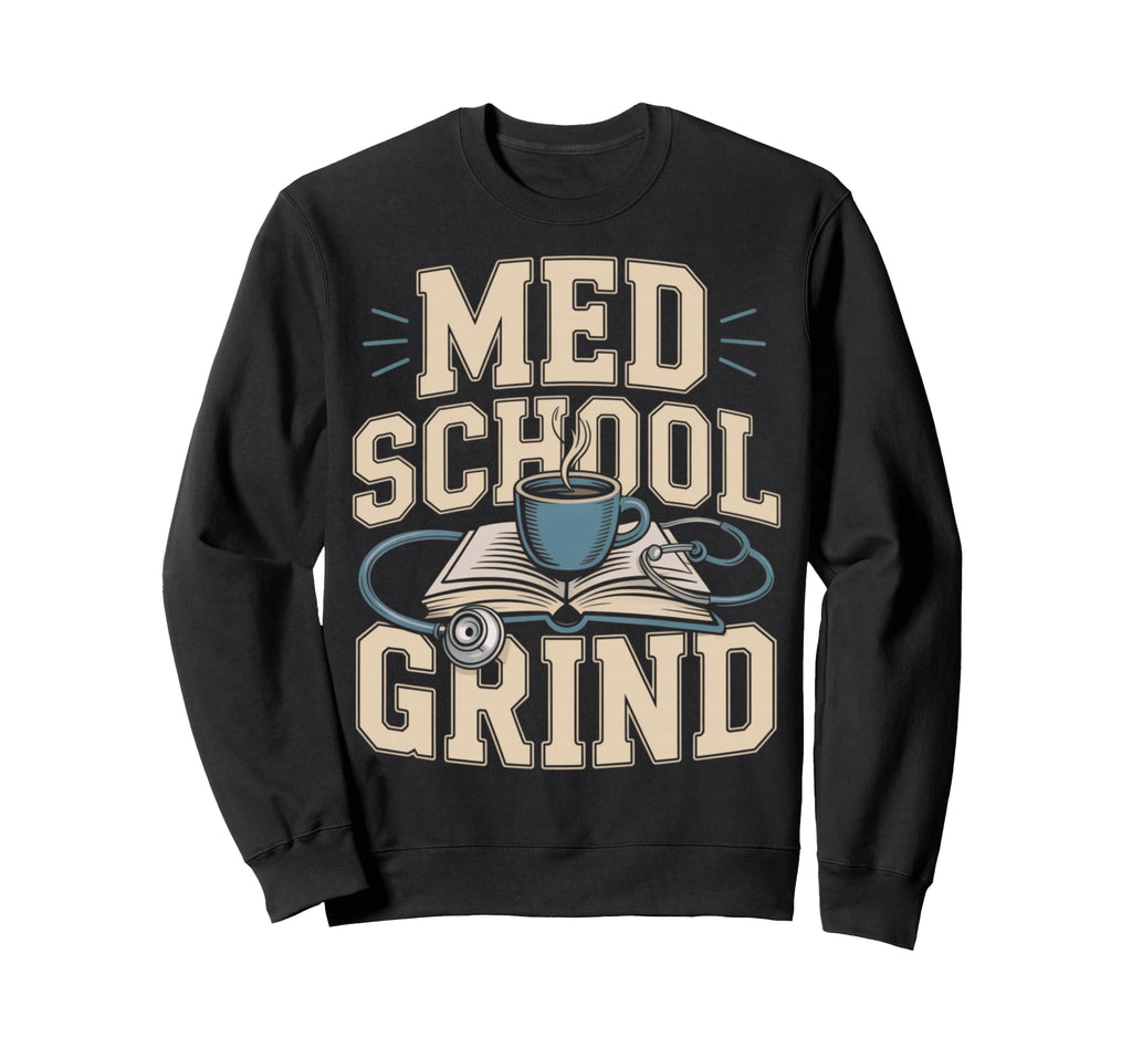 Med School Grind Coffee Book Sweatshirt - Trendy Graphic Unisex - T-Shirt, Sweatshirt, Hoodie