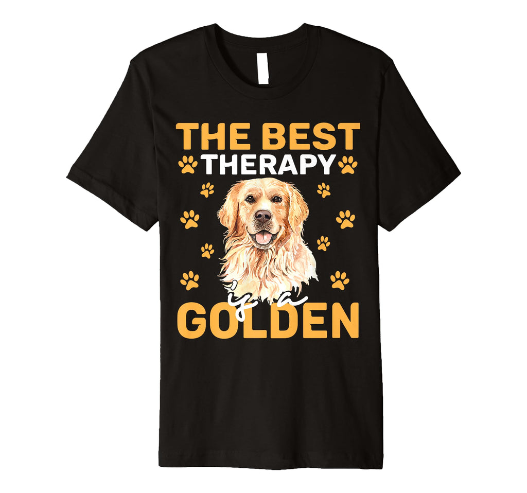 Best Therapy Is Golden Retriever Dog T-Shirt - Aesthetic Graphic Unisex - T-Shirt, Sweatshirt, Hoodie