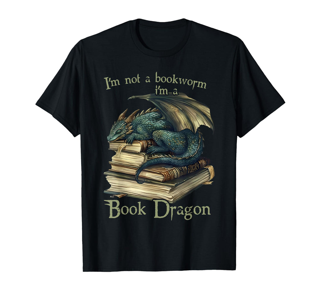 Im Not Bookworm Im Book Dragon Fantasy T-Shirt - Unique Graphic for Adults - T-Shirt, Sweatshirt, Hoodie