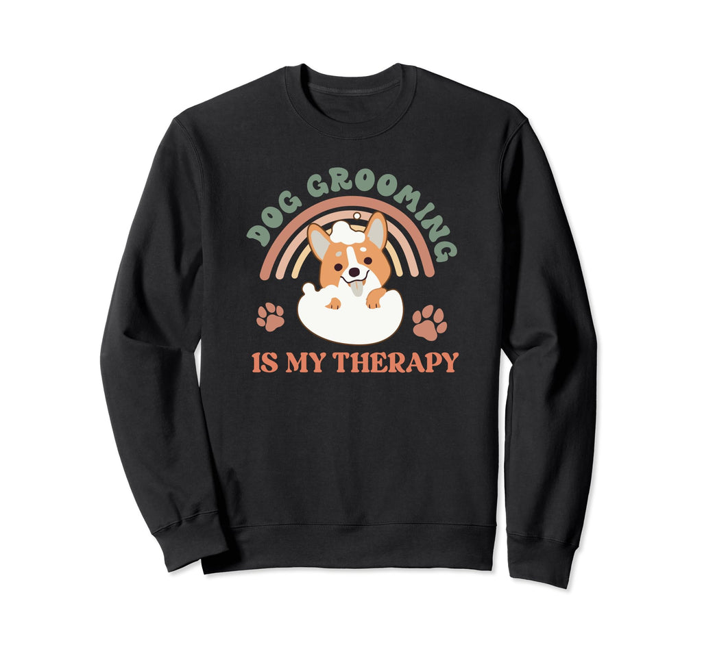 Dog Grooming As Therapy Ironic Puppy Sweatshirt - Graphic Print Unisex - T-Shirt, Sweatshirt, Hoodie