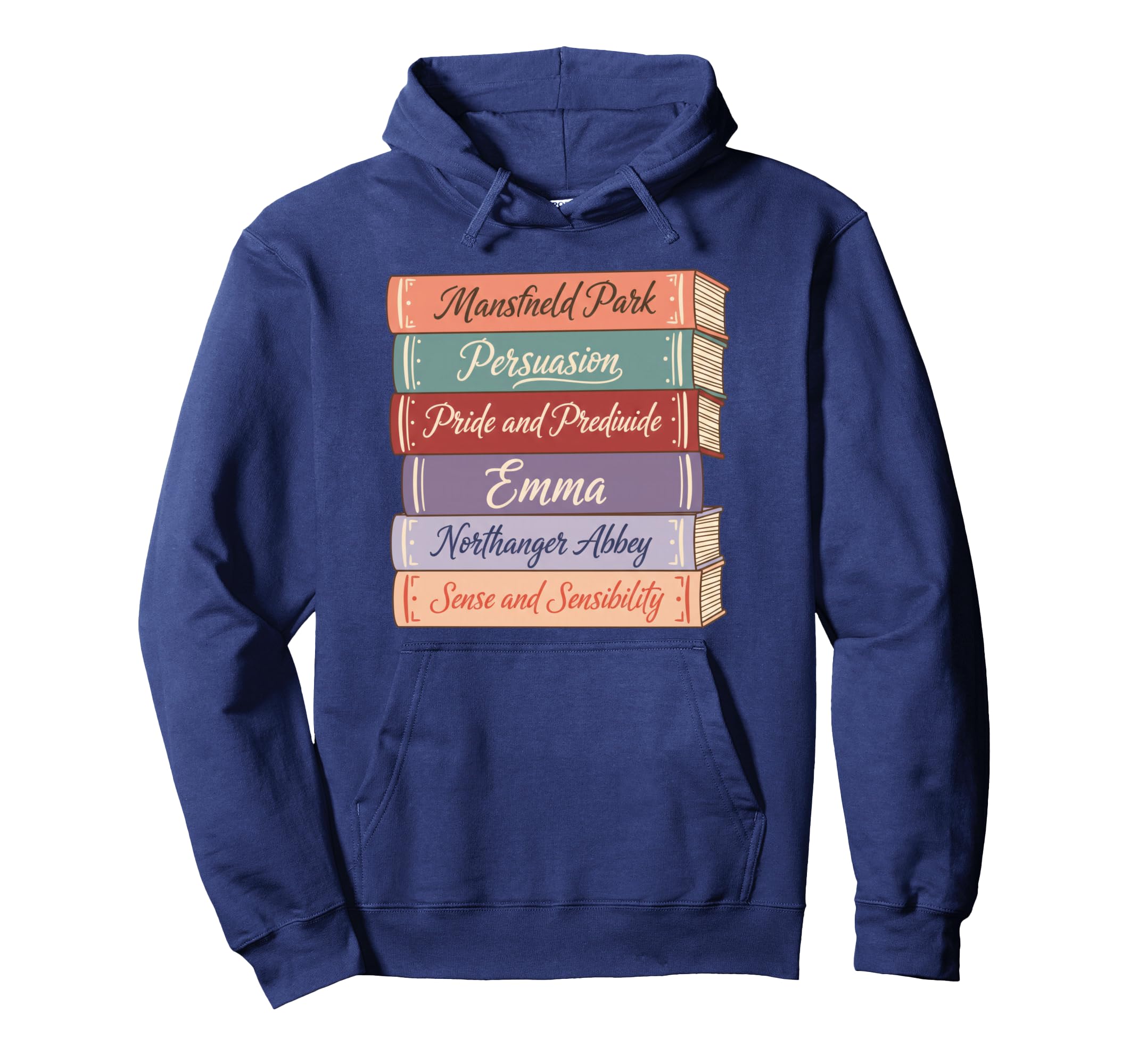Jane Austen Book Stack Mansfield Park Hoodie - Trendy Graphic Men Women - T-Shirt, Sweatshirt, Hoodie