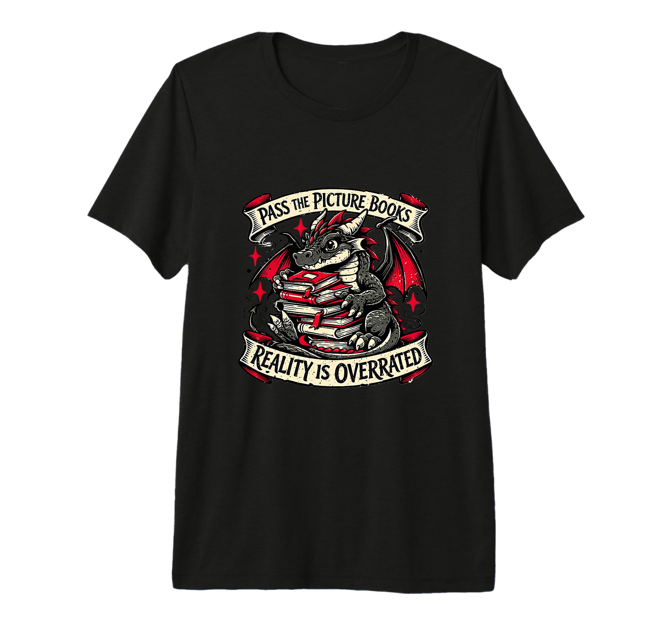 Funny Dragon Reading Books Reality T-Shirt - Trendy Graphic for Adults - T-Shirt, Sweatshirt, Hoodie
