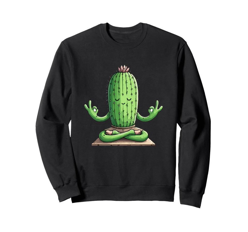 Meditation Cactus Yoga Pose Relaxing Sweatshirt - Graphic Print Unisex - T-Shirt, Sweatshirt, Hoodie