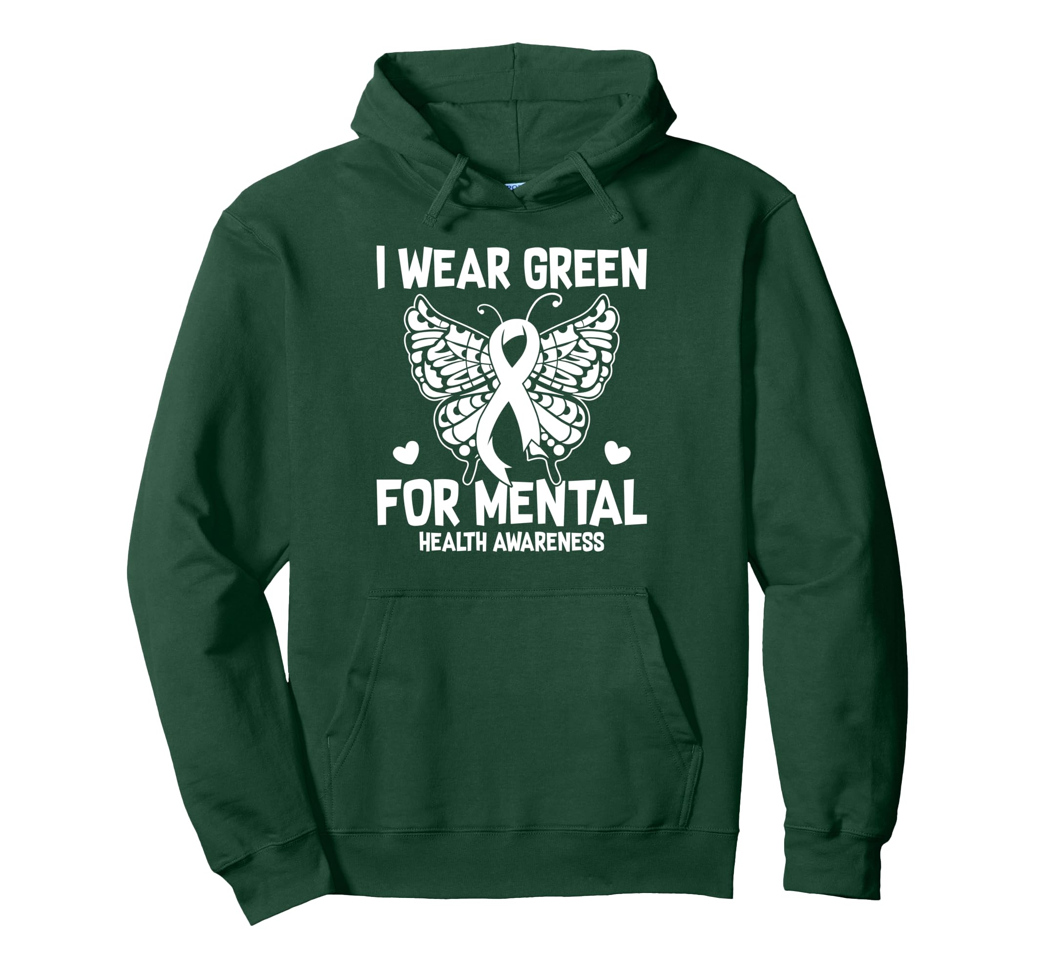 Butterfly I Wear Green Mental Health Hoodie - Fun Novelty Design Unisex - T-Shirt, Sweatshirt, Hoodie