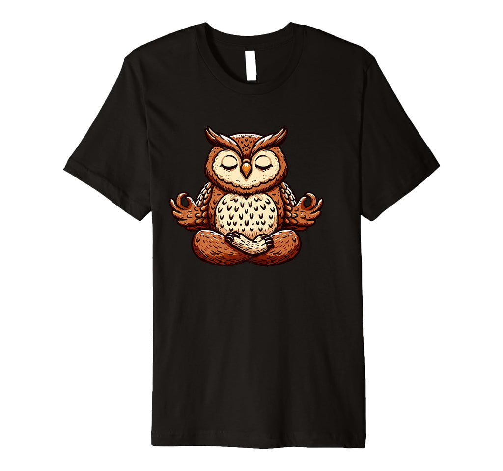 Meditation Owl Yoga Pose Relaxing T-Shirt - Minimalist Print Men Women - T-Shirt, Sweatshirt, Hoodie