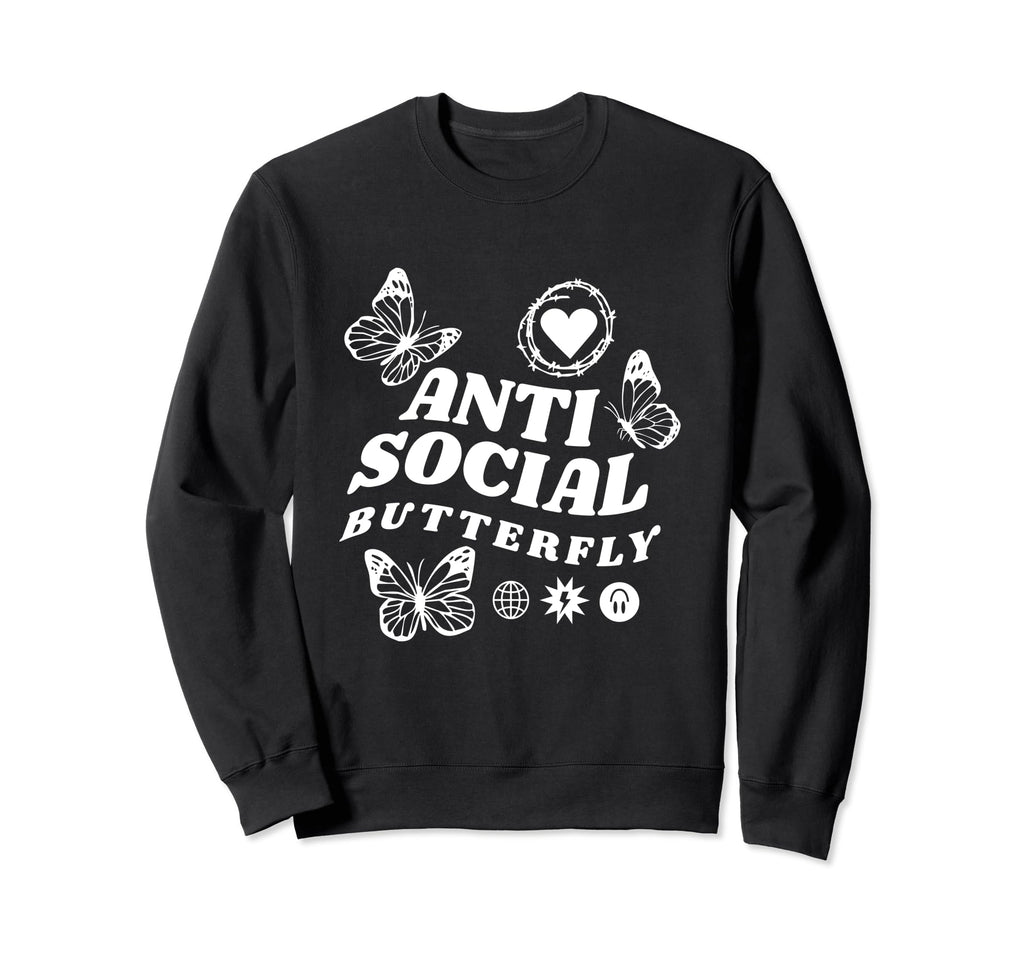 Im Anti Social Butterfly Insects Sweatshirt - Custom Art Print Men Women - T-Shirt, Sweatshirt, Hoodie